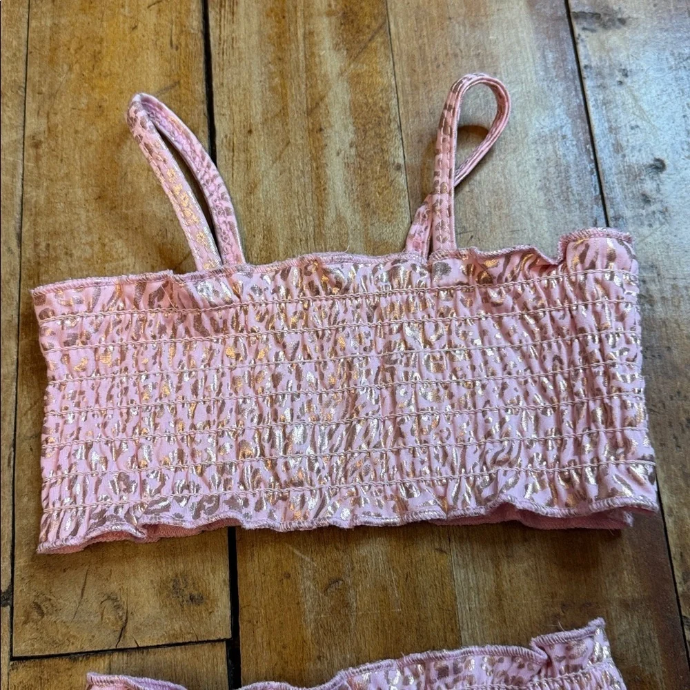 Vince Camuto Pink Smocked Bikini Set 3T leopard gold beach vacation summer